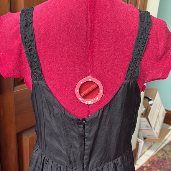 Velvet Brand Silk dress lingerie slip lined/silk black/black lace low V-neck - Picture 10 of 15